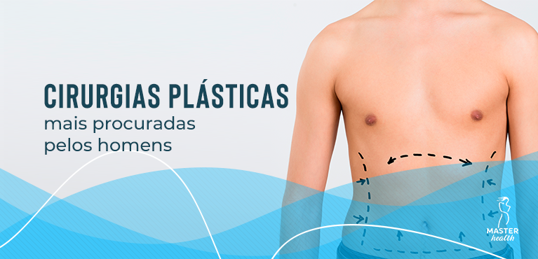 corpo masculino com indicações de locais onde podem ser feita a cirurgia plástica para homens